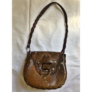 70's Vintage Brown Leather Handbag